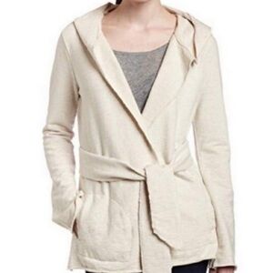 Lucky Brand Cream Hooded Wrap Cardigan